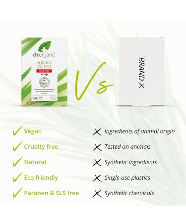 Buy Dr Organic Tea Tree Soap 100ml | Natural Antibacterial Cleanser | International Shipping - Buy Online on GoSupps.com