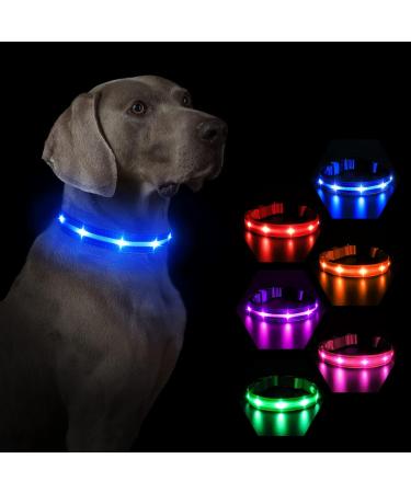 Masbrill LED Dog Collar - Adjustable Waterproof Safety Light for Small Medium Large Dogs (Blue 48-60cm) - 3 Flashing Modes Convenient Charging - Buy Online on GoSupps.com