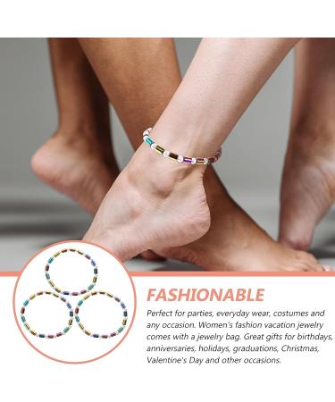 COHEALI 3Pcs Hematite Beaded Bracelets for Women - Colorful, Elastic, Slim Foot Pearl & Crystal Bracelet Set - Buy Online on GoSupps.com