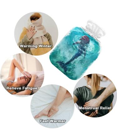 Buy Naanle Watercolor Dolphin Hot Water Bottle - 2L Transparent Large Heat & Cold Therapy Bottle for Pain Relief | Ideal for Bed Hands & Feet - Buy Online on GoSupps.com