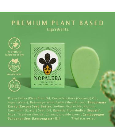Nopalera Planta Futura Cactus Soap - Lemongrass & Prickly Pear Artisan Bar Soap - Vegan, Cruelty-Free, Natural Fragrance - 4 oz (Pack of 1) - Buy Online on GoSupps.com