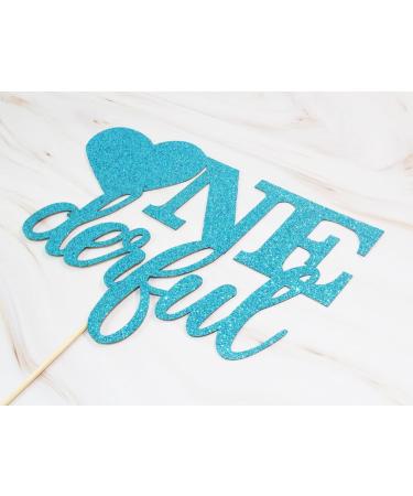 zxyxka Mr Onederful Cake Topper/Gender Reveal Cake Decor/Baby Shower/Baby Boy One Year Old Birthday Party Decorations 1st Birthday - Blue Glitter - Buy Online on GoSupps.com