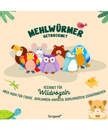 Torgenn Mealworms 500g | Nutrient-Rich Food for Wild Birds Fish & Turtles | 100% Natural & GVO-Free | Dried Mealworms for Pets - Buy Online on GoSupps.com