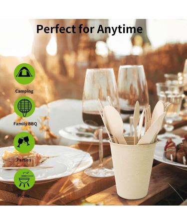 100% Natural Birch Wooden Cutlery Set 6'' Biodegradable Wood Utensils Set 150 Counts (50 Knives + 50 Forks + 50 Spoons) Disposable and Compostable Alternative to Plastic Cutlery 150PCS (50 Forks 50 Knives 50 Spoons) - Buy Online on GoSupps.com
