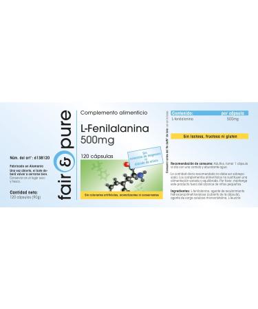 Fair & Pure - L-Phenylalanine 500mg - vegan - 120 capsules - Buy Online on GoSupps.com
