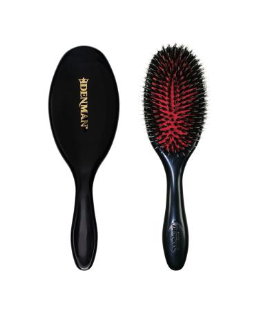 Denman Cushion Hair Brush (Medium) with Soft Nylon Quill Boar Bristles - Porcupine Style for Grooming  Detangling  Straightening  Blowdrying and Refreshing Hair   Black  P081M Medium (Pack of 1)