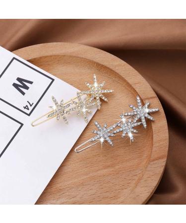 Inilbran Vintage Crystal Star Hair Clip Silver Crystal Wedding Hair Barrettes Vintage Cz Star Hairpin Barrette Sparkly Cz Hair Pins Hairclip Decorative Bobby Pins Crystal Wedding Headpieces for women - Buy Online on GoSupps.com