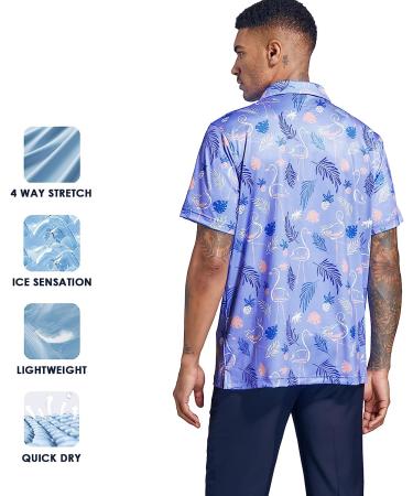 Ephemoca Men's Golf Shirt - Dry Fit Performance Polo Shirt, Flamingo Print, Moisture Wicking - Size Medium - Buy Online on GoSupps.com