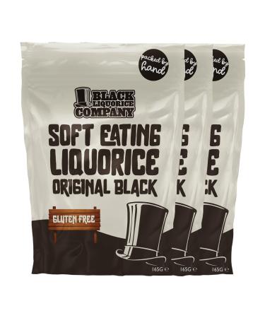 Black Liquorice Company - Soft Eating Liquorice Original Black Gluten Free 3 x 165g