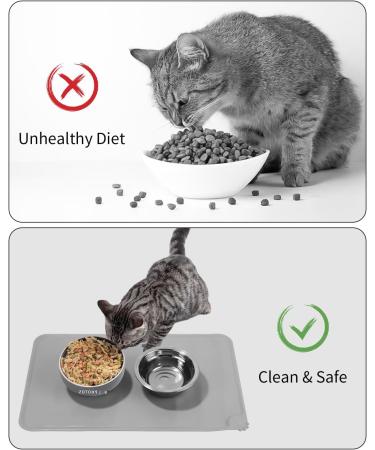 Waterproof Non-Slip Silicone Feeding Mat Set for Dogs & Cats - 55x38cm Black & Gray - Anti-Slip Pet Bowl Pad - Buy Online on GoSupps.com