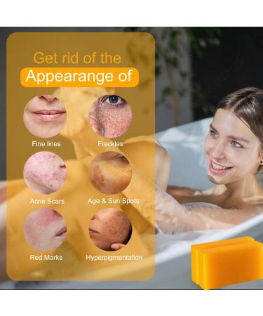 Buy Kojic Acid Soap & Turmeric Soap 2 Pack | Dark Spot Treatment with Vitamin C E Retinol & Collagen - Original Formula with Olive Oil & Hyaluronic Acid - Buy Online on GoSupps.com