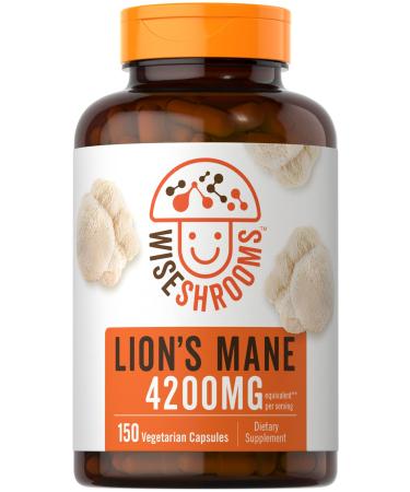 Carlyle Lions Mane Mushroom | 150 Capsules | with Bioperine Extract | Vegetarian Non-GMO Gluten Free | Wiseshrooms