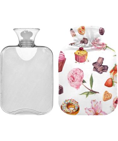 Naanle Strawberry Rose 1L Heat Bottle - Transparent Hot Water Bottle for Bed & Hand Warmth Pain Relief & Cold Therapy - Buy Online on GoSupps.com
