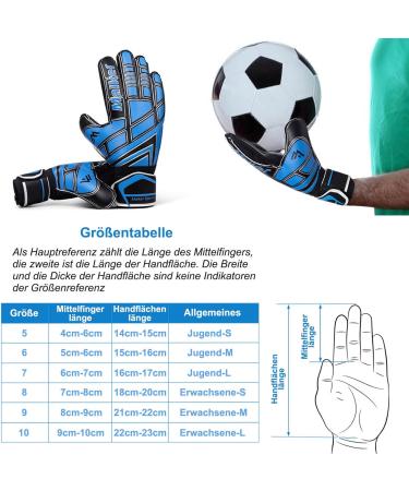 Malker Goalkeeper Gloves - Youth & Adult Football Gloves with Finger Protection Slipproof Grip Injury Prevention - Blue/Black Size 7 - Buy Online on GoSupps.com