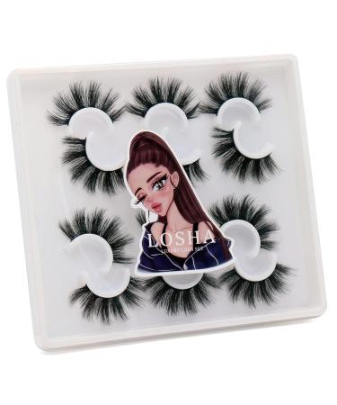 Luxurious Losha Lashes: 6 Pairs 20mm Fluffy False Eyelashes for Women - Dramatic Faux Mink Strip 5D Lashes Pack for Gorgeous Eye Makeup - Buy Online on GoSupps.com