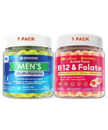 LILICARE Bundle Mens Multivitamins Gummies & Adult Methyl B12 & L-Methylfolate Gummies