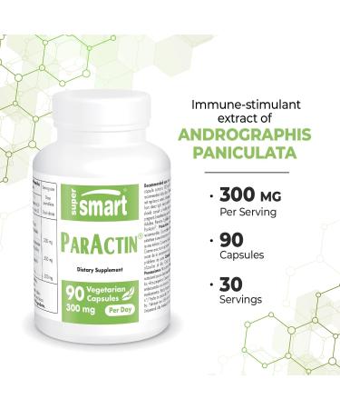 Supersmart ParActin 300mg - Immune Support & Inflammatory Response - 90 Vegetarian Capsules - Buy Online on GoSupps.com