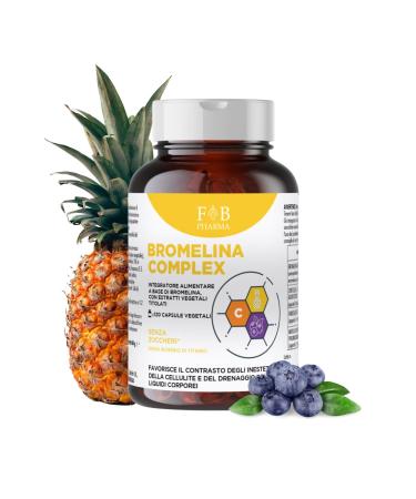 FORTEBRACCIO PHARMA SRL Bromelain Complex Natural diuretic against cellulite and water retention promotes microcirculation and drainage made in Italy 120 capsules