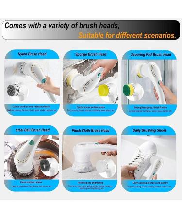 Electric Cleaning Brush for Bathroom with 5 Changing Heads Floor Scrubber USB Charging 360 Vibration Cleaning Cleaning Electric Brush for Cleaning Tile Floor Window - Buy Online on GoSupps.com