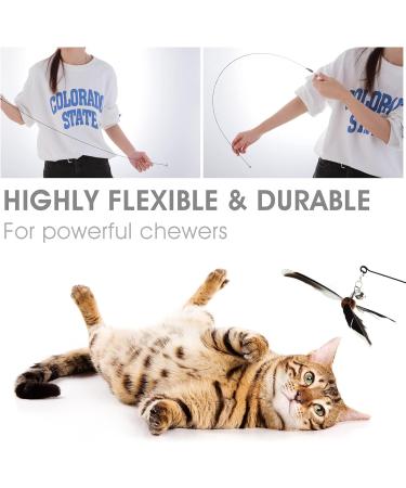 cobee Cat Feather Propeller Wand Toy Cat Feather Toys Replacement Replacement Refill Feather Interactive Cat Chaser Toys Kittens Wand Refills Attachments for Kitten Training Exerciser Accessories - Buy Online on GoSupps.com