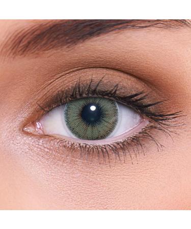 Lenzotica very strongly naturally covering green contact lenses colored natural green + container 1 pair (2 pieces) dia 14.00 without strength 0.00 diopters 3 monthly lenses without interference soft lens - Buy Online on GoSupps.com