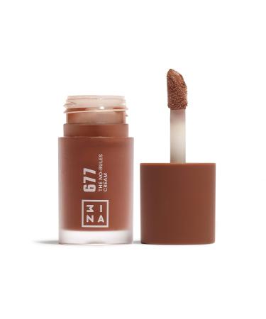 3ina make -up - The no -rules Cream 677 - Middle Brown - Liquid Blush for eyes lips cheeks - blush with sweet almond oil - Cream Blusher for natural and bright finish - vegan - cruelty free