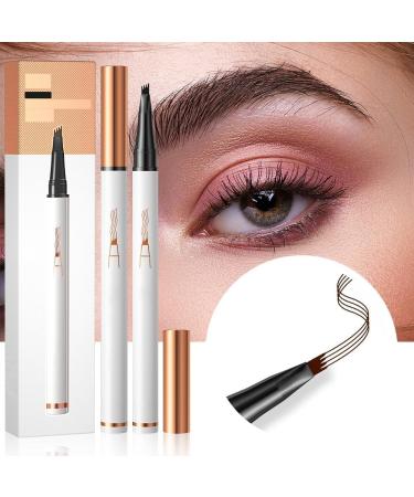 Eyebrow Pencil with 4 Fork Tip - 3D Microblading Eyebrow Pencil Natural Makeup Fine Stroke Magic Eyebrow Pencil Long-Lasting Waterproof Eyebrow Pencil Stay on All Day (Black+ Light Brown) - Buy Online on GoSupps.com