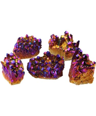 Nupuyai Titanium Coated Bergkristall Druse - Irregular Quartz Geode Crystal Cluster for Reiki & Feng Shui Decoration | Violet Gemstone - Buy Online on GoSupps.com
