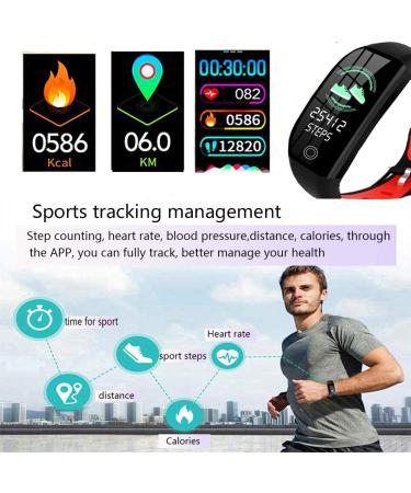 Fitness Tracker Smart Watch Bracelet | 1.14 Color Screen, IP68 Waterproof, Step Calorie Counter, Sleep Monitoring | Activity Tracker for Women Men Kids - Red - Buy Online on GoSupps.com