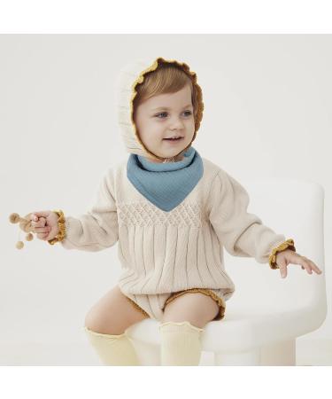 Hanmir Triangular Cotton Muslin Baby Bibs - 4 Pack Adjustable Snap Drool Bibs for Boys & Girls | Soft & Absorbent Spitting Towels - Buy Online on GoSupps.com