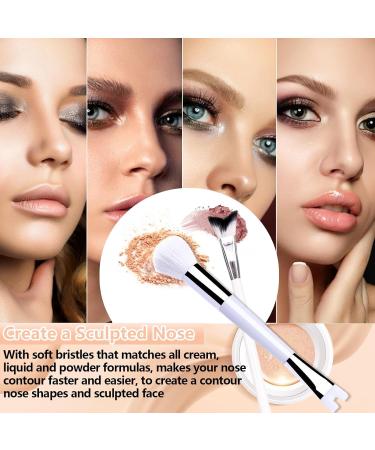 NATOSU 2 Piece Nose Contour Brush Set 2 in 1 U Shaped Brush and Fluffy Brush for Shaping and Defining the Nose Fishtail Highlighter Brush for Nose Shine - Buy Online on GoSupps.com