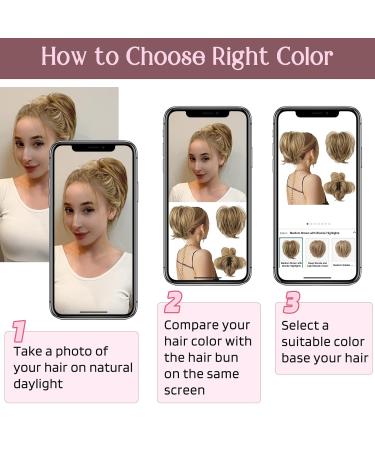 Buy HOOJIH Messy Bun Hair Piece - 9 Inch Claw Clip Ponytail Extension with Bendable Wire - Medium Brown with Blonde Highlights - Perfect for DIY Hairstyles - Buy Online on GoSupps.com