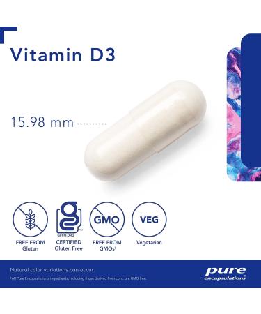 Pure Encapsulations Vitamin D3 25 mcg (1 000 IU) - Supplement to Support Bone Joint & Immune Health - With Premium Vitamin D - 250 Capsules - Buy Online on GoSupps.com