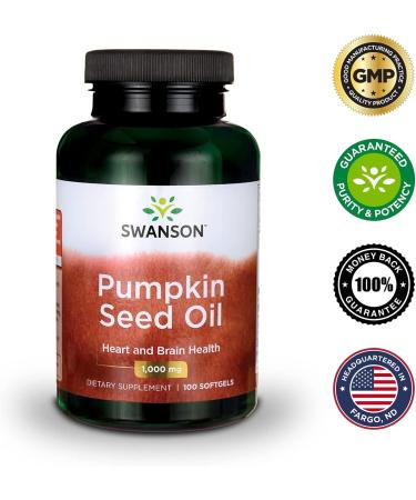 Swanson Pumpkin Seed Oil 1000 mg | 100 Softgels | Premium Health Support - Buy Online on GoSupps.com