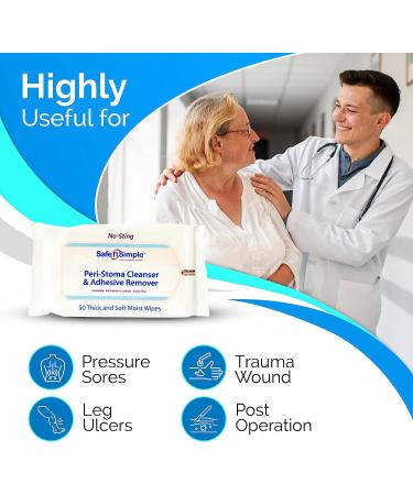 Safe n' Simple Skin Barrier Wipes - 50 Extra Large Individual Barrier Film Wipes - Skin Prep Protective Wipes - Adhesive Remover 4x4.7 - Buy Online on GoSupps.com