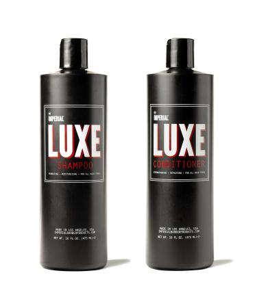 Imperial Barber Luxe Hair Shampoo & Conditioner Combo 16oz - Organic & Naturally Derived Ingredients USA Made Sulfate-Free Paraben-Free Gluten-Free - Strengthens Nourishes & Hydrates
