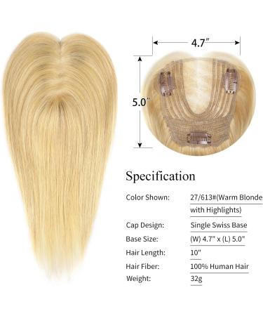 Blonde Human Hair Topper for Women | 10 Inch Thinning Hair Solution | Top Hairpieces Warm Blonde with Highlights - Buy Online on GoSupps.com