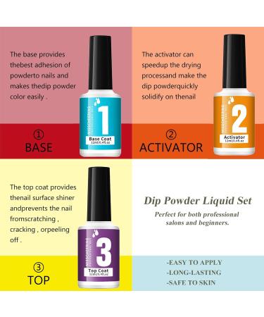 9 Pcs Dip Powder Nail Kit - 6 Colors Dipping Powder - Nude Pink Nail Dipping Powder Liquid Set with Base Top Coat Activator Starter French Nail Art Manicure for Beginners DIY Home - Buy Online on GoSupps.com