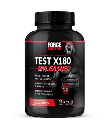 FORCE FACTOR Test X180 Unleashed Testosterone Booster for Men to Build Muscle Increase Strength and Improve Performance Testosterone Supplement for Men s Health 90 Capsules