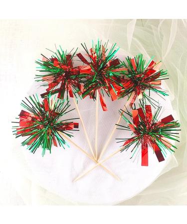 50Pcs Firework Cupcake Toppers Firework Party Picks Cocktail Food Fruit Toothpick Holiday Cake Topper Decoration Toppers Picks for Christmas New Year Party Celebrations Cake Decoration Green and Red - Buy Online on GoSupps.com