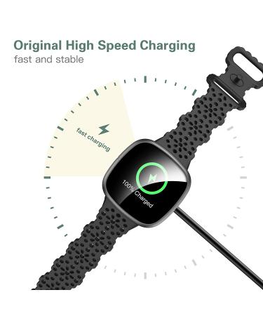 Mixblu Replacement Charger for Fitbit-Versa-4-Sense-2-Versa-3-Sense Cable - 3.3Ft Long USB Cable Cord Fast Charging Smartwatch Accessories  2 Pack Black - Buy Online on GoSupps.com