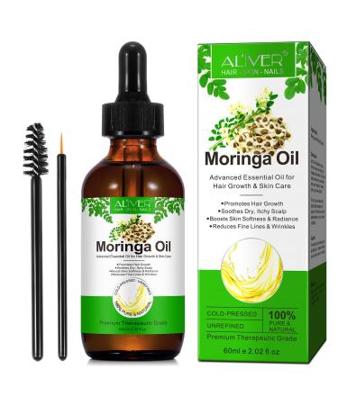 Moringa Oil for Face, Hair, Scalp & Body Massage, Pure, Cold Pressed, Unrefined, Moisturizing & Anti-Aging, Hair Growth Nourishing