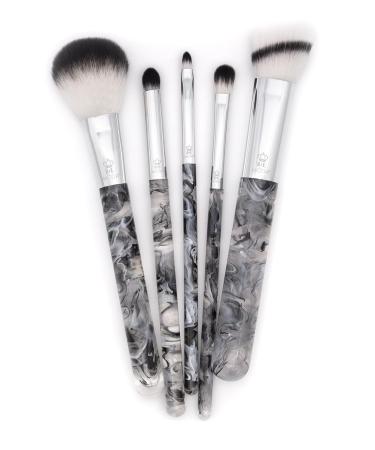 MODA Smoke Show 5pc Full Face Makeup Brush Set | Powder Blender Shader Smoky Eye & Lip Brushes - Black | International Shipping Available - Buy Online on GoSupps.com