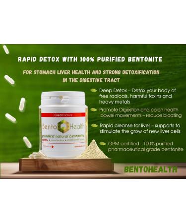 Bentonite Clay Detox - Fast Acting Colon & Liver Cleanse | 90 VegCaps | Non-GMO Gluten Free | BENTOHEALTH - Buy Online on GoSupps.com