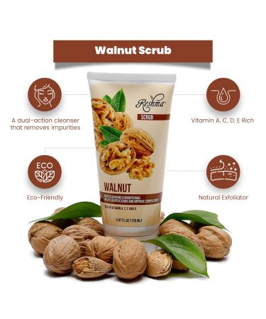 Reshma Beauty Walnut Scrub | Dual Action Cleanser Face & Body Scrub | Gentle for All Skin Types and Dull Skin| Deep Cleansing and Moisturizing| Enhances Natural Glow| Cruelty Free (Pack of 6) Walnut 30.42 Fl Oz (Pack of 1) - Buy Online on GoSupps.com