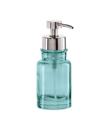 Oggi Glass Foaming Soap Dispenser - 10oz Capacity  Round  Heavy Glass - Stylish Refillable Foaming Hand Soap Dispenser  for Bathroom and Kitchen  Aqua/Chrome