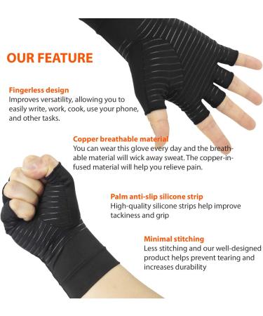 Bangbreak Copper Arthritis Compression Gloves - Pain Relief & Healing for Arthritis Carpal Tunnel - High Copper Infused | Large Size for Men & Women - Buy Online on GoSupps.com