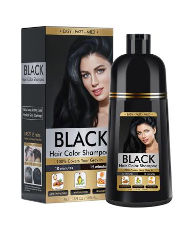 Ingbear Black Hair Dye Shampoo for Grey Hair Instant Shampoo for Men and Women 3 in 1 Shampoo 500ml