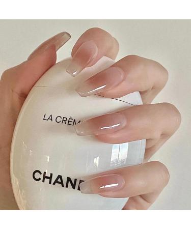 Press On False Nails | Press On Fake Nude Nails | Long Coffin Fake Nails French False Nails Press On Nails Glossy Nail Tips With Design Ballet Nail Pieces Sritob - Buy Online on GoSupps.com