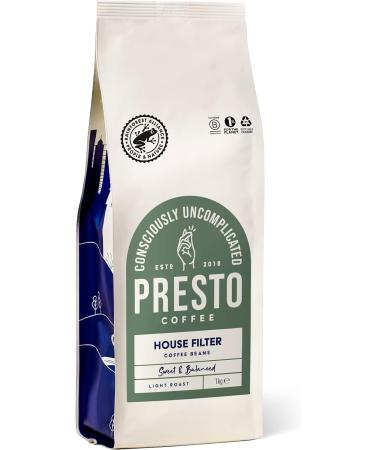 Presto Coffee House Filter Speciality Coffee Beans 1kg | Medium Roast | Sweet Cocoa & Peanuts | Rainforest Alliance Certified | 100% Arabica - Buy Online on GoSupps.com